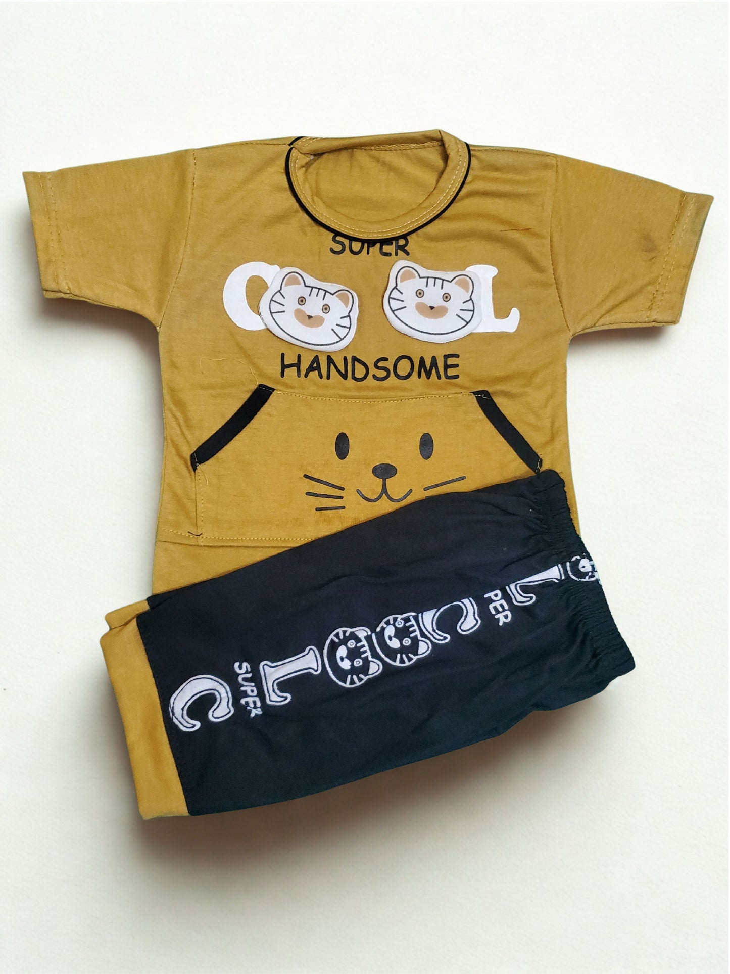 Cool Cat Musturd Short + Shirt Set