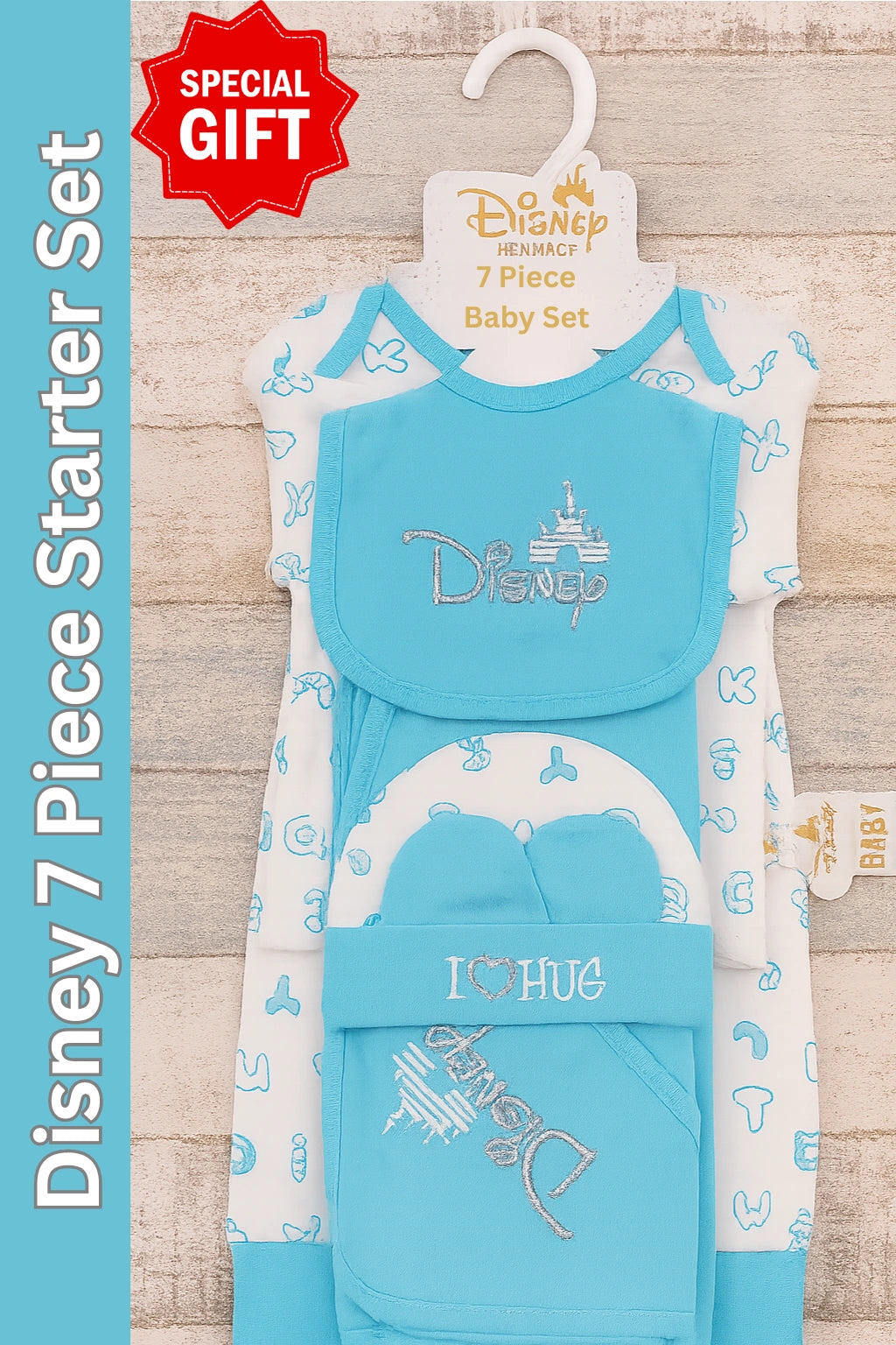 Disney Gift Set 0-3M Blue 7 Piece Set - Summer Fabric