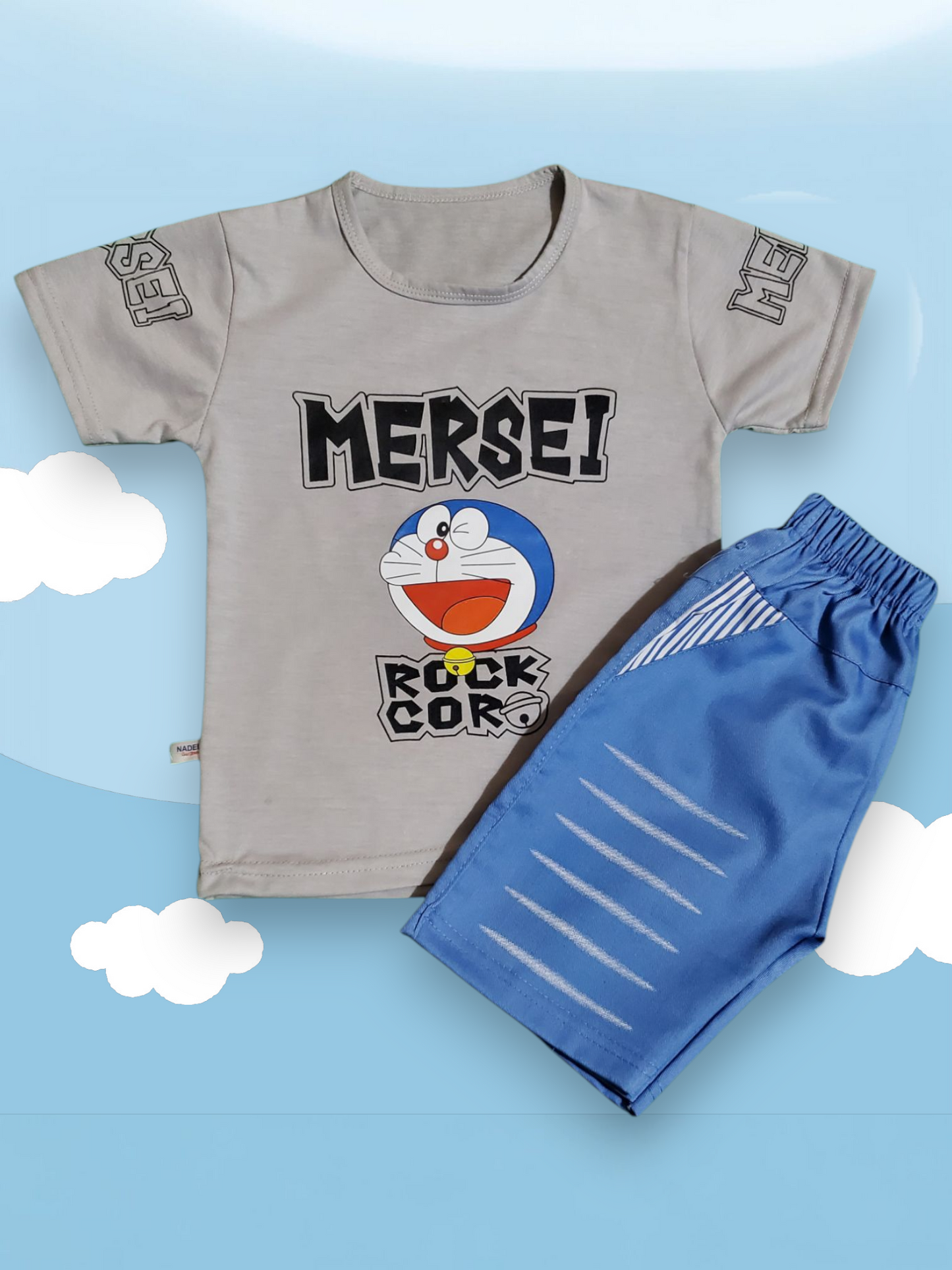 Mersei Cotton Short + Grey Shirt Set
