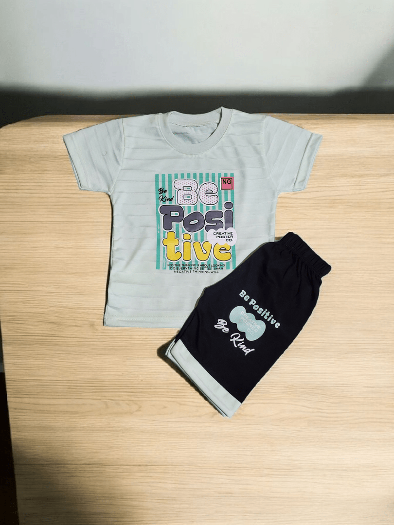 Unisex - Be Positive Mint Green Shirt + Short Set