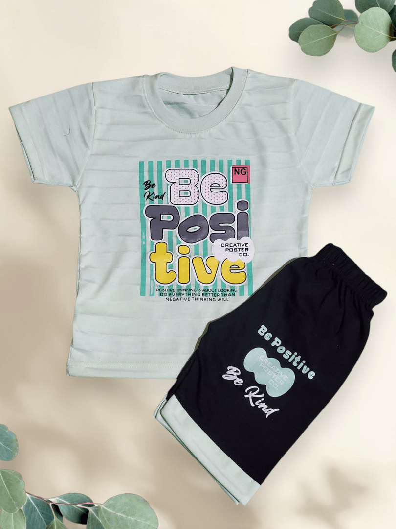 Unisex - Be Positive Mint Green Shirt + Short Set