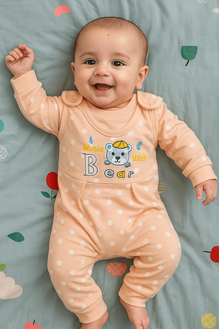 Polka Dot 0-3M Peach Pink Romper Suit