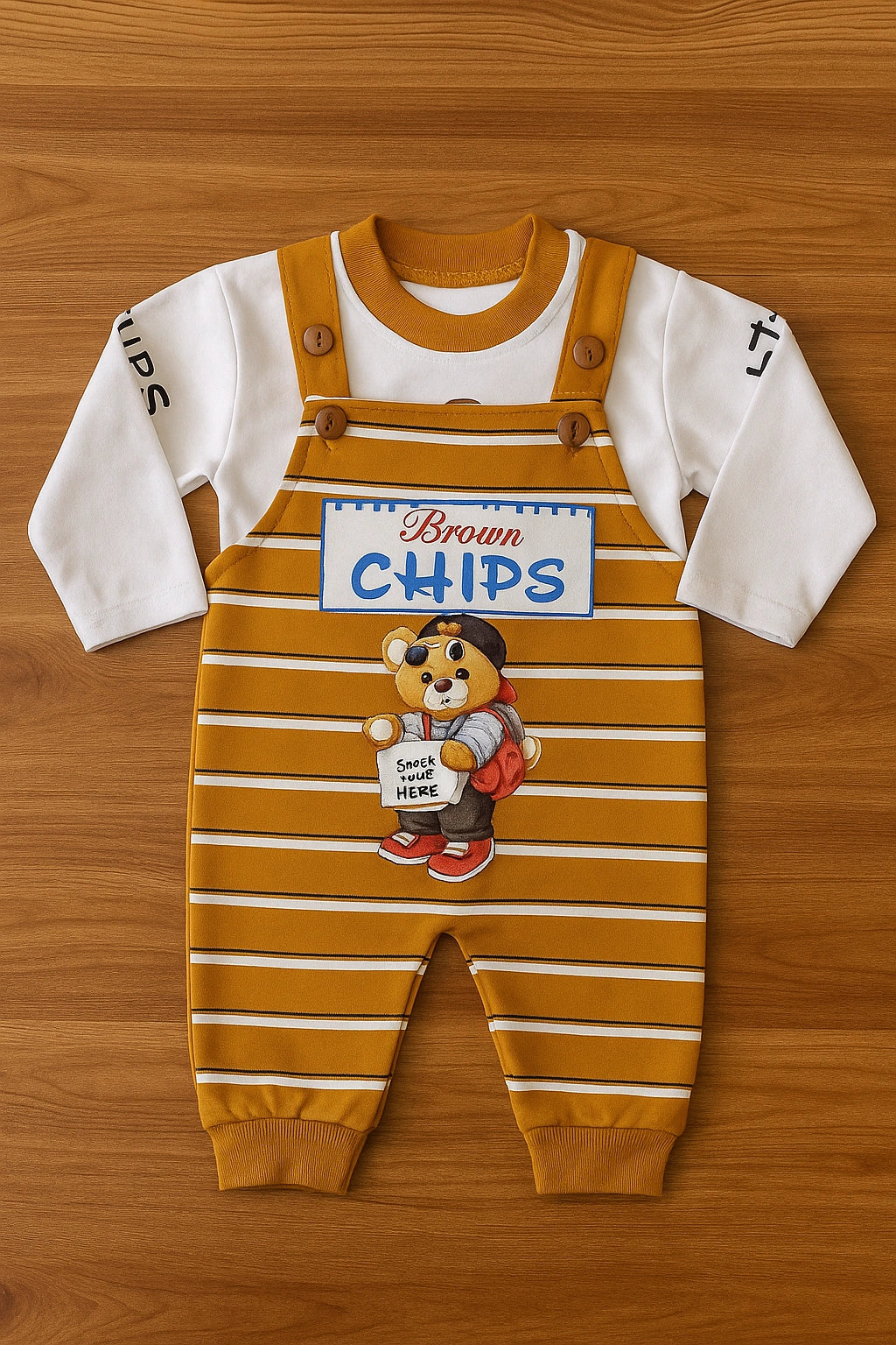 Brown Chips Musturd Romper Suit - Summer Fabric