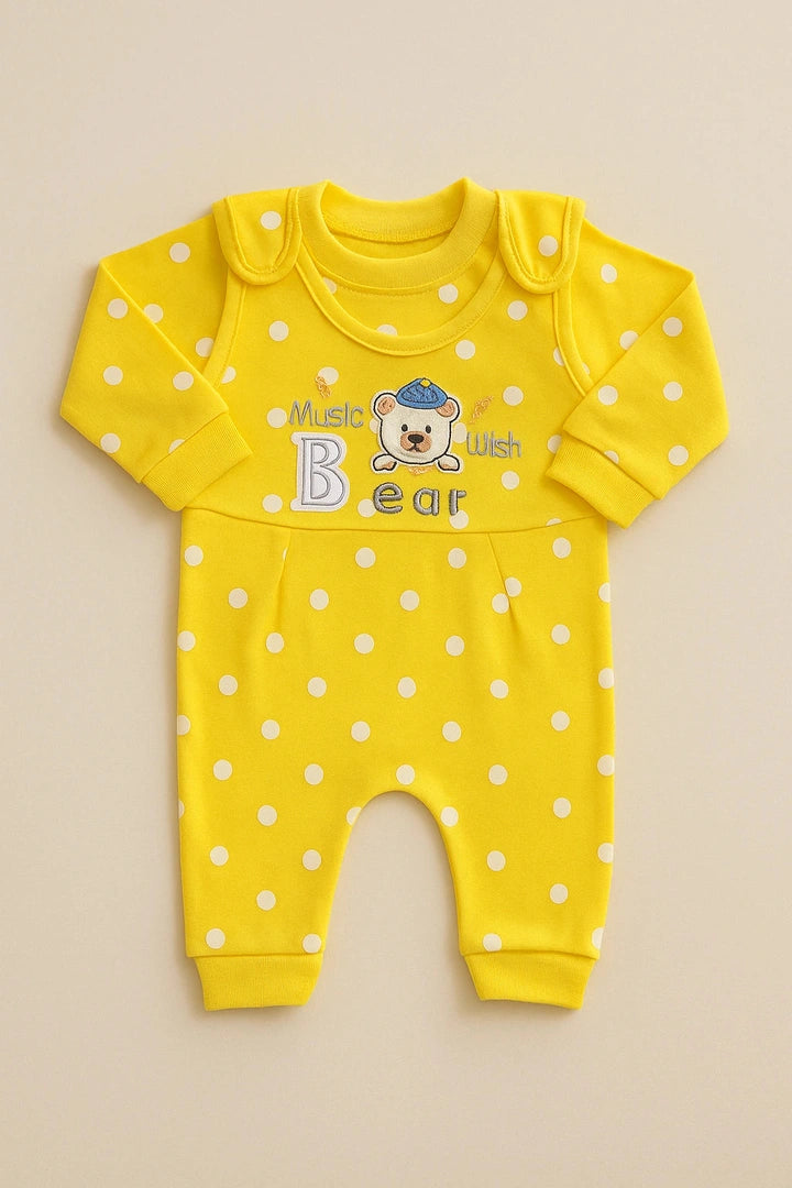Polka Dot 0-3 M Yellow Romper Suit - Summer Fabric