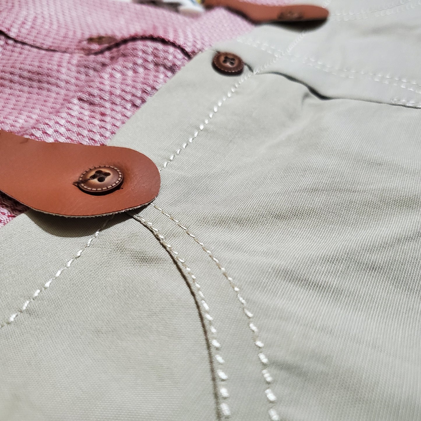 Suspender Suit Beige Party Wear - Summer Fabric