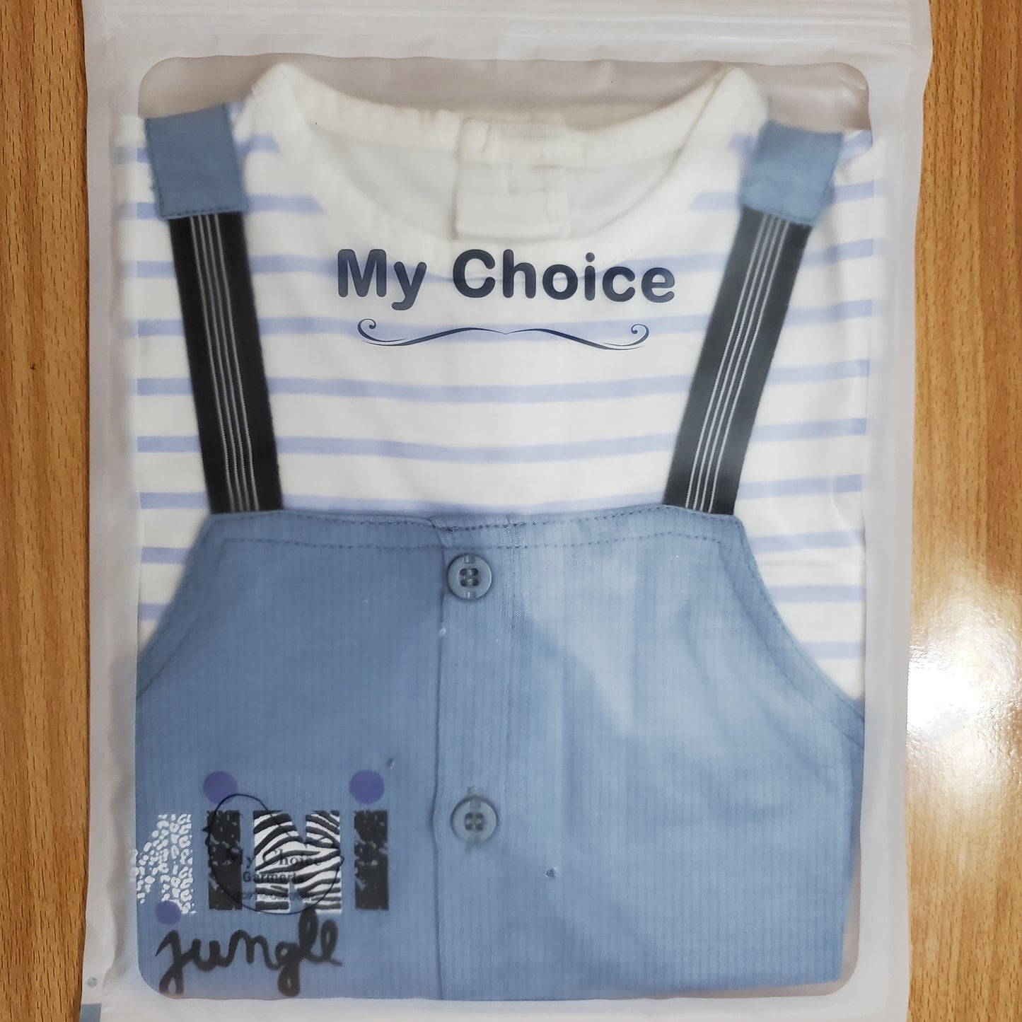 IMPORTED Suspender 0-3M Blue Romper Suit - Summer Fabric