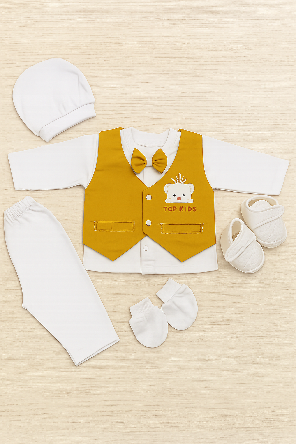 Top Kids GIFT BOX 0-3M Gold White - Summer Fabric
