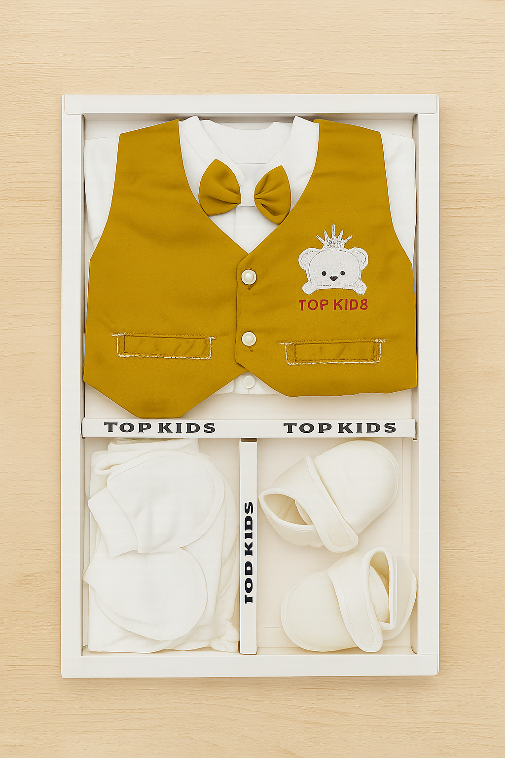 Top Kids GIFT BOX 0-3M Gold White - Summer Fabric