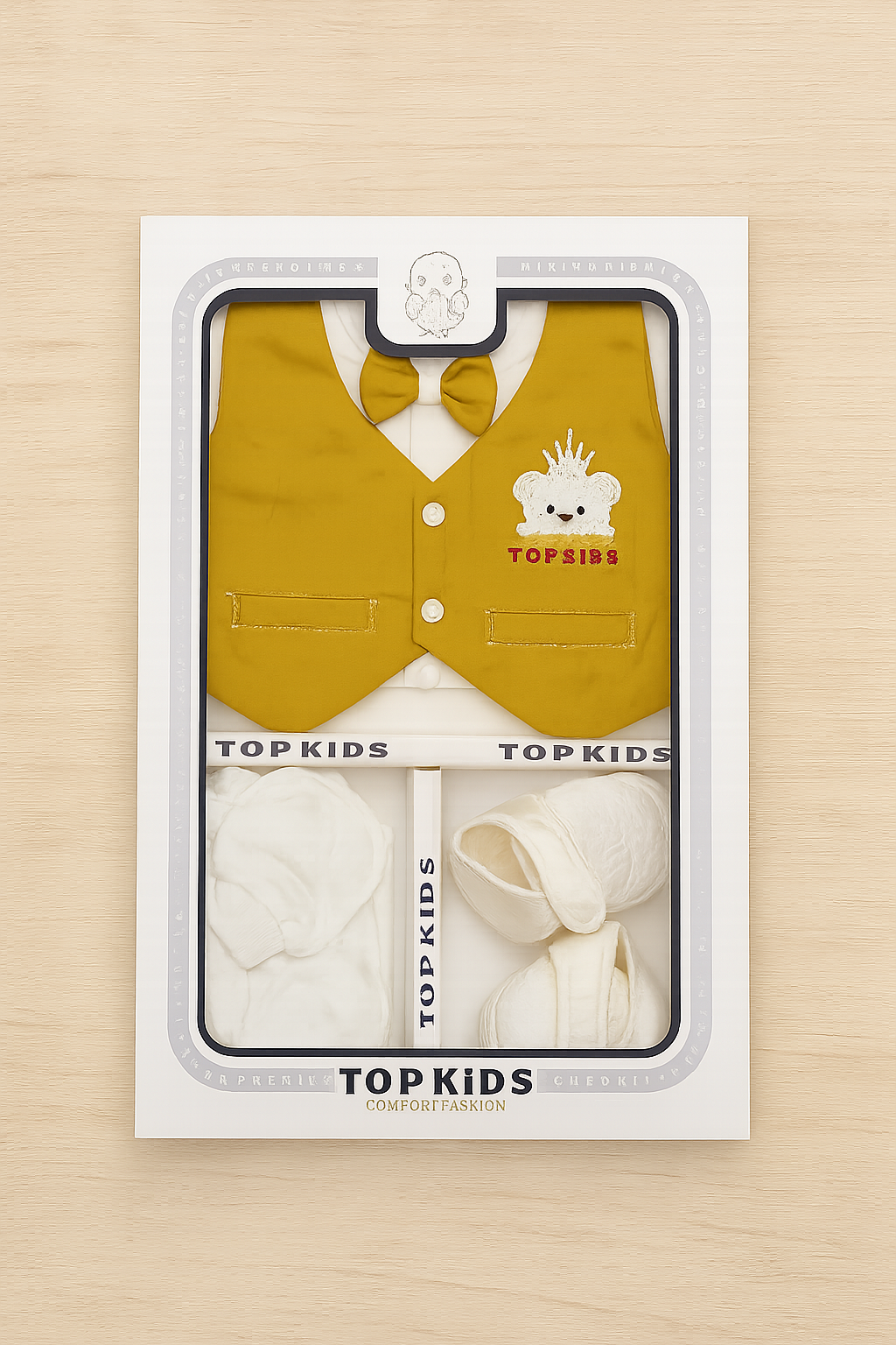 Top Kids GIFT BOX 0-3M Gold White - Summer Fabric