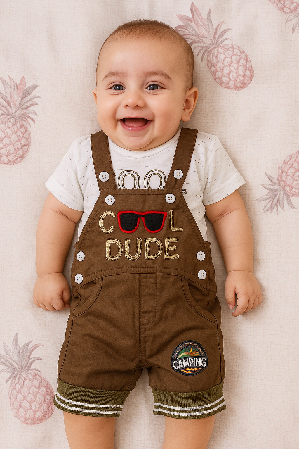Cool Dude Brown Romper Suit - Summer Fabric