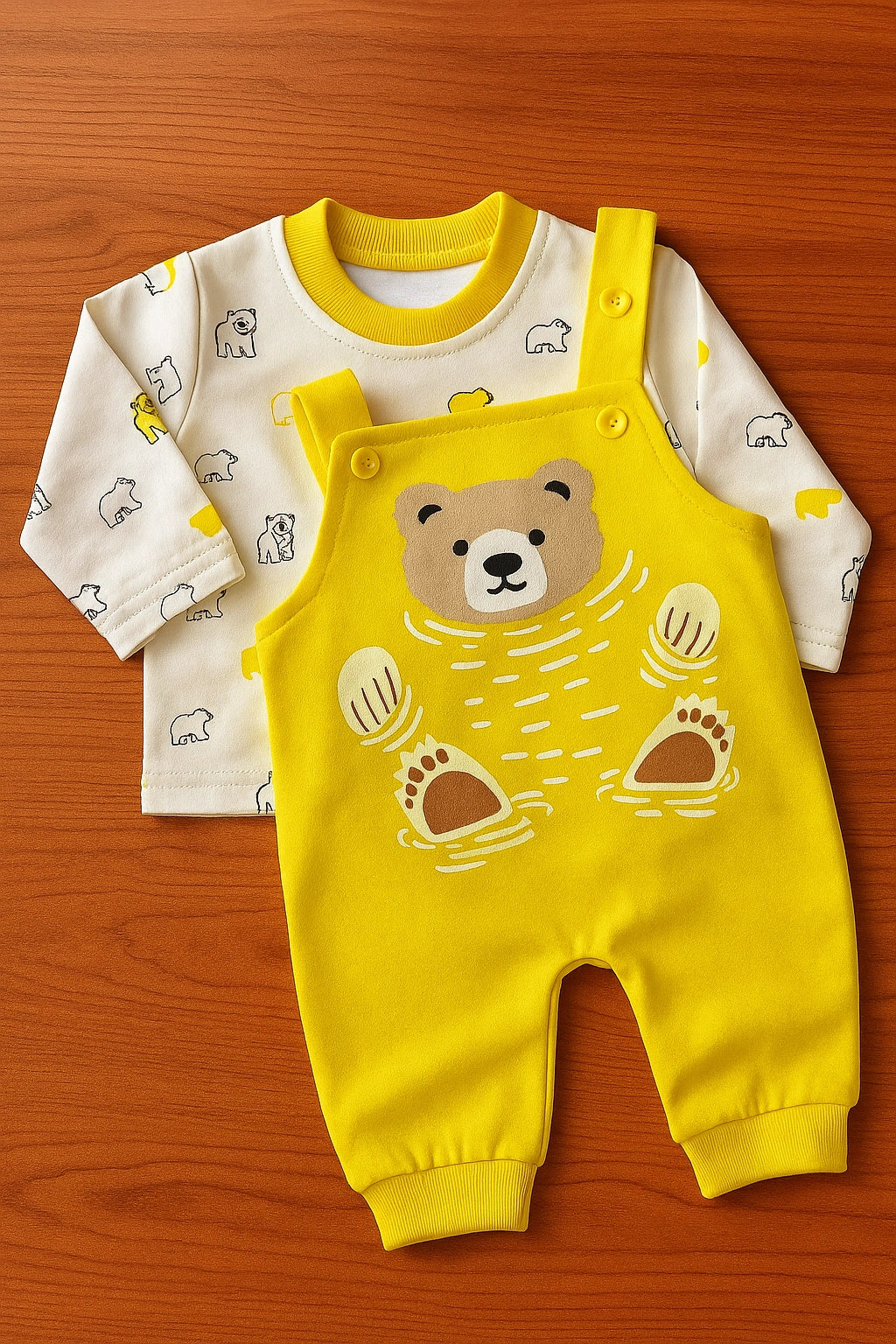 Swimmy Bear Yellow Romper Suit - Summer Fabric