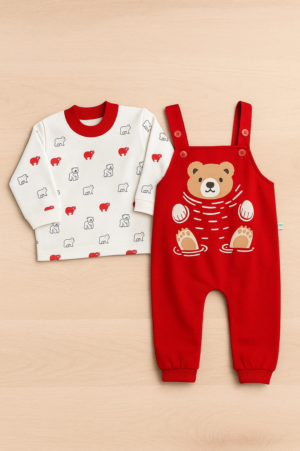 Swimmy Bear Red Romper Suit - Summer Fabric