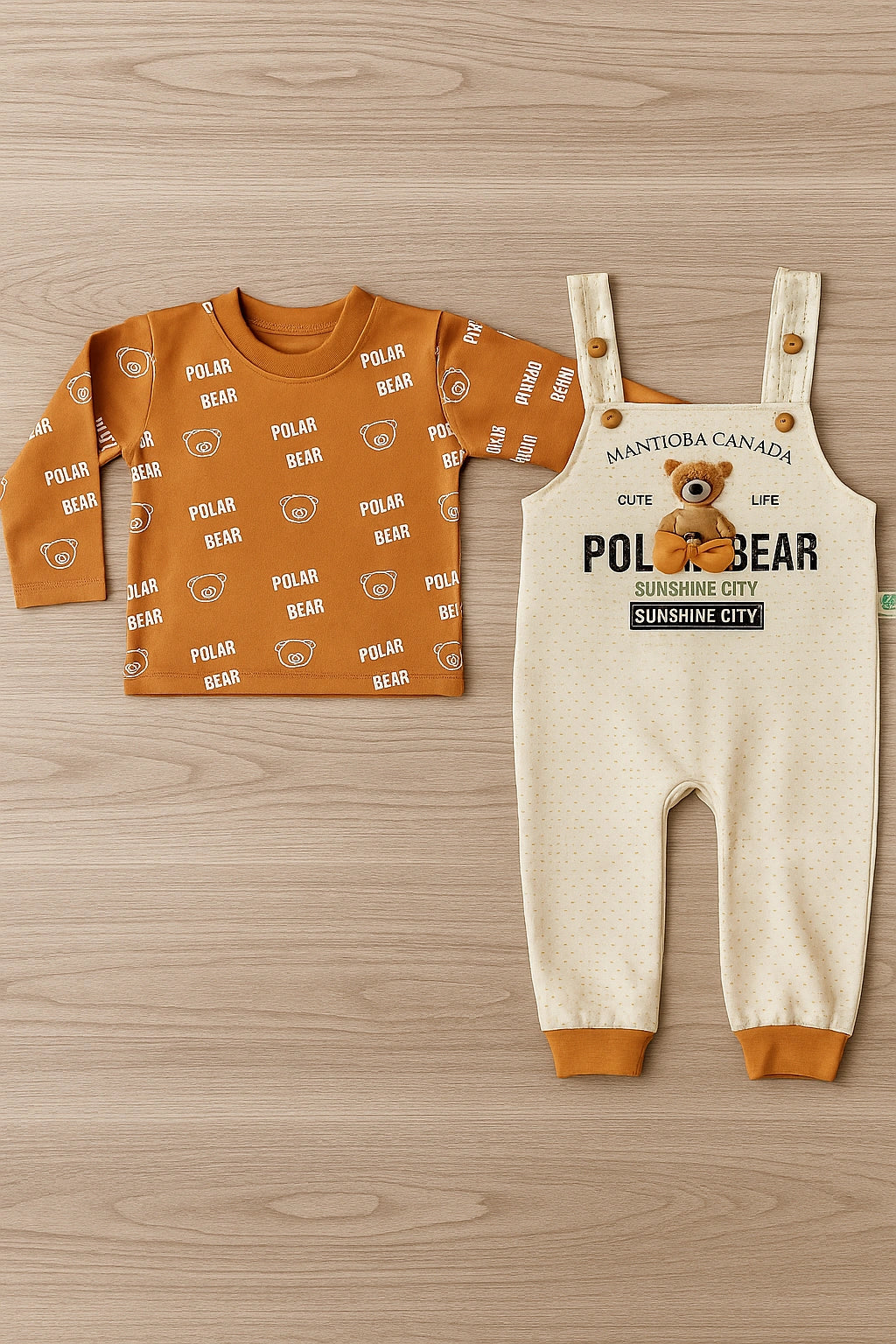Bow Bear Mustard Romper Suit