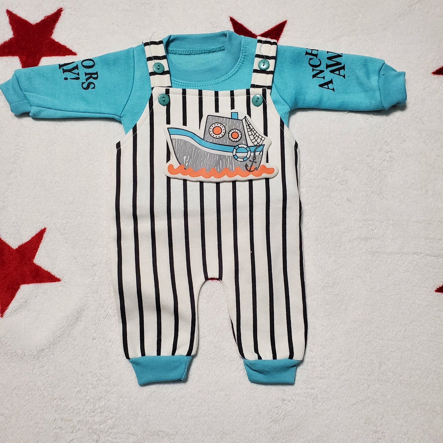 Anchor Ship Romper 0-3M - WINTER FLEECE