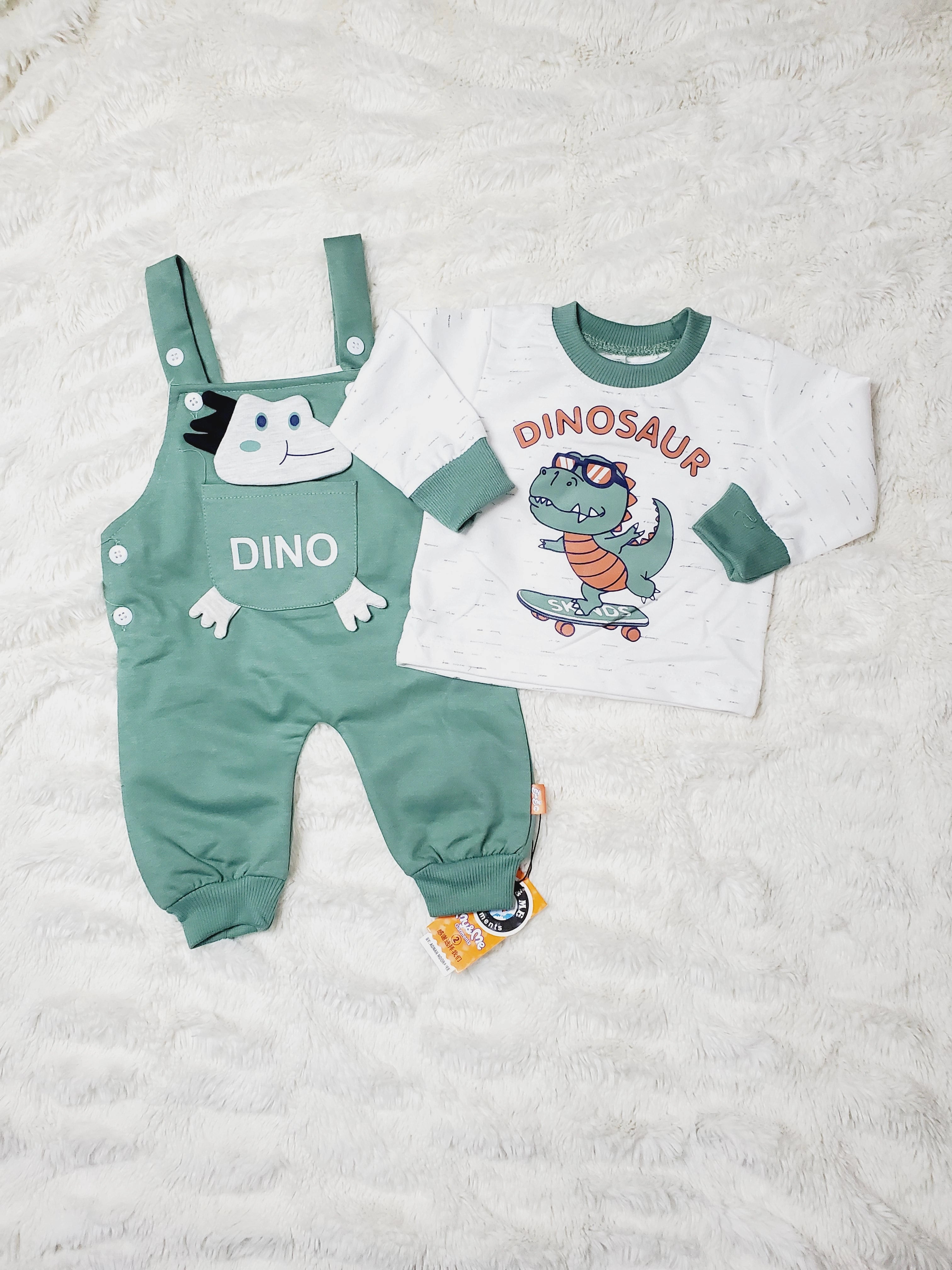 DINO Romper Green - WINTER TERRY