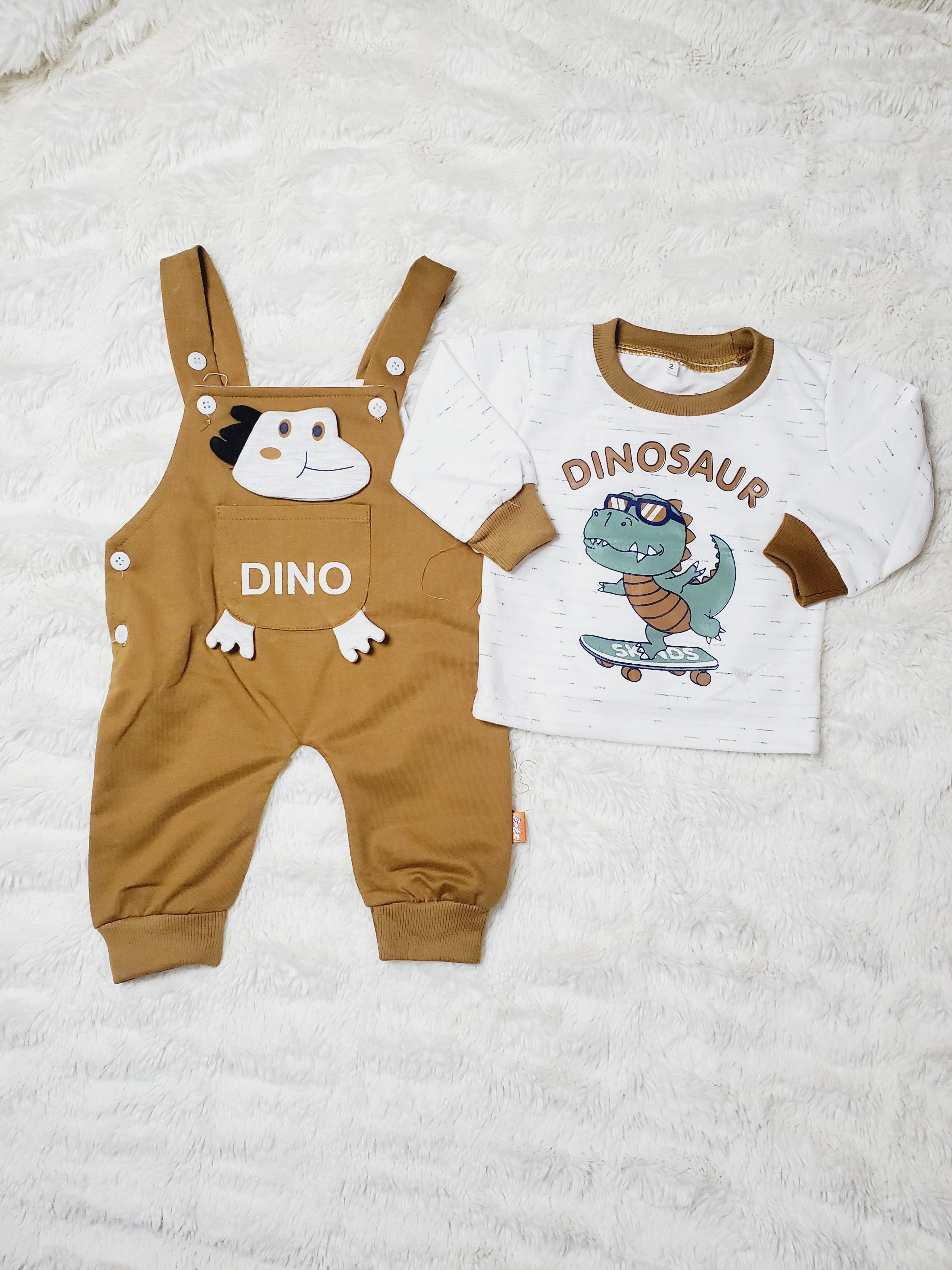 DINO Romper Brown - WINTER TERRY
