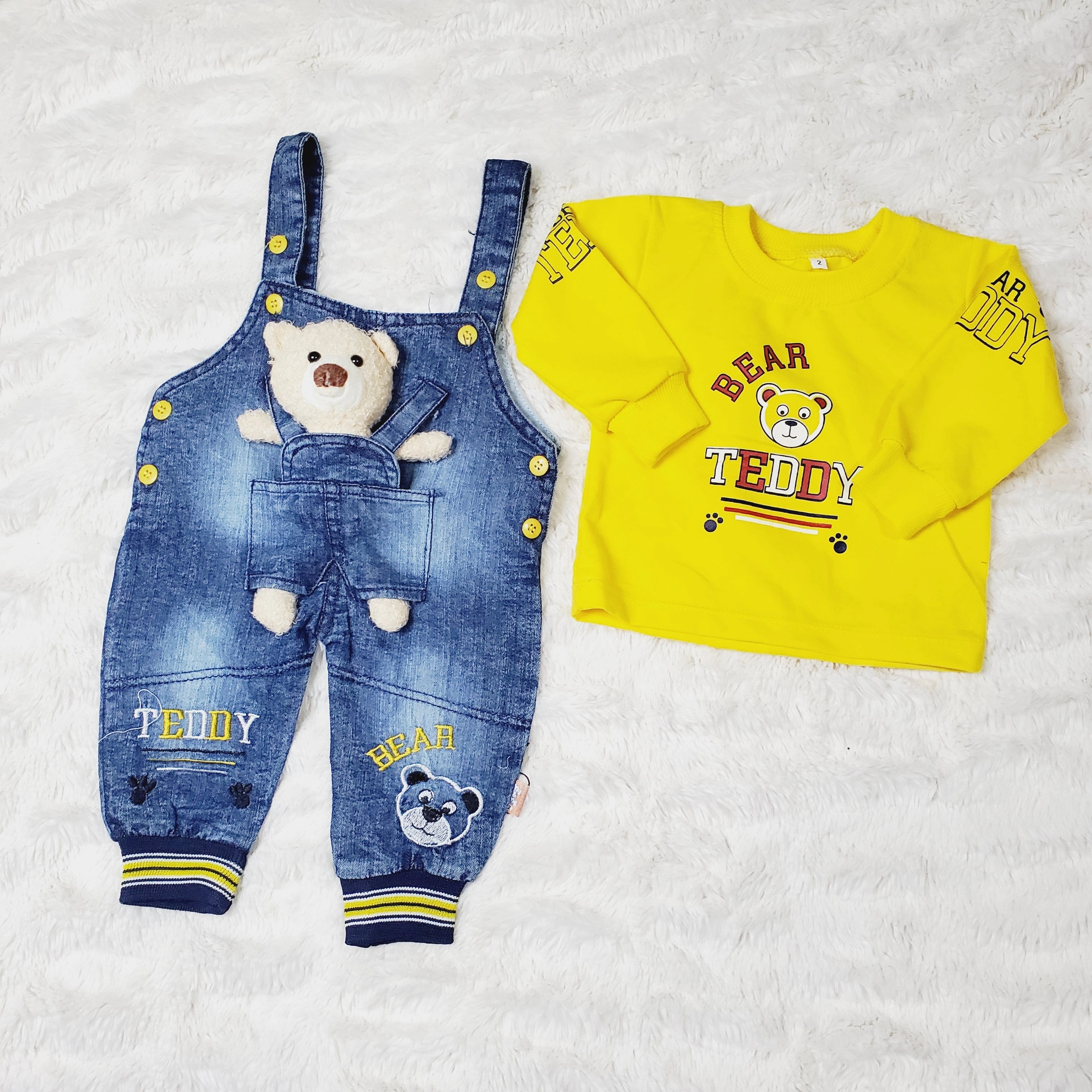 DENIM BEAR Romper Yellow - WINTER TERRY