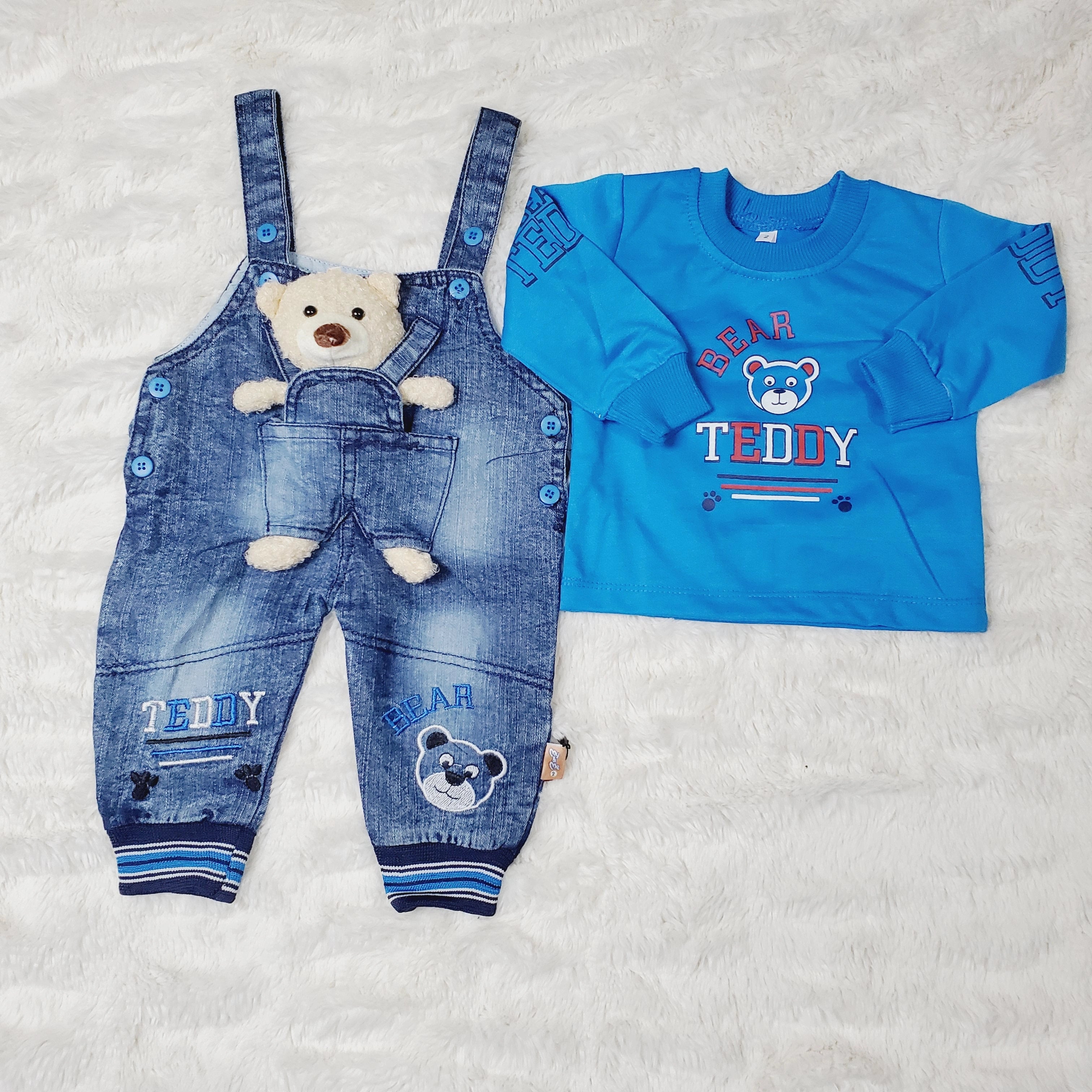 DENIM BEAR Romper Blue - WINTER TERRY