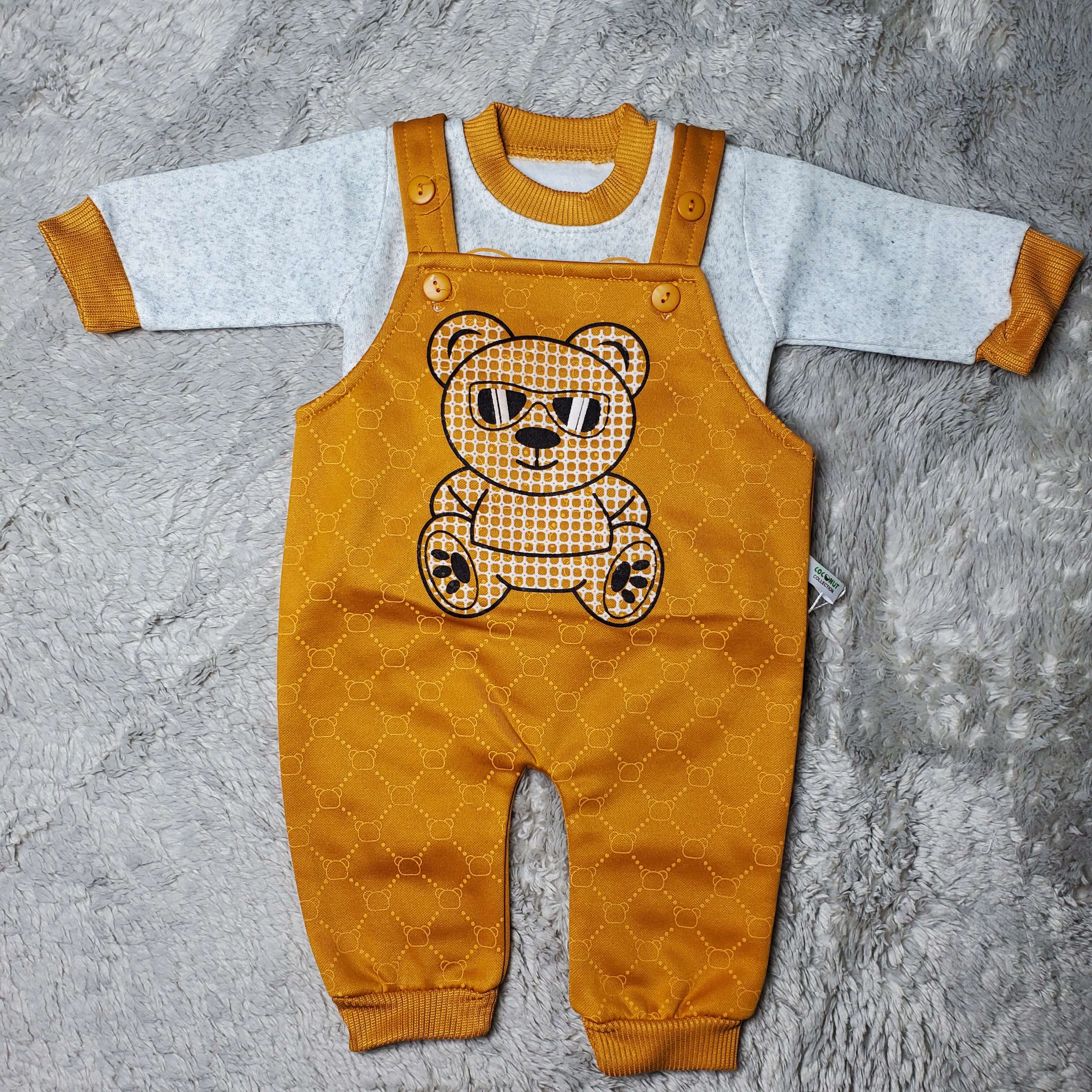 Disco Panda Mustard Romper - China Fleece