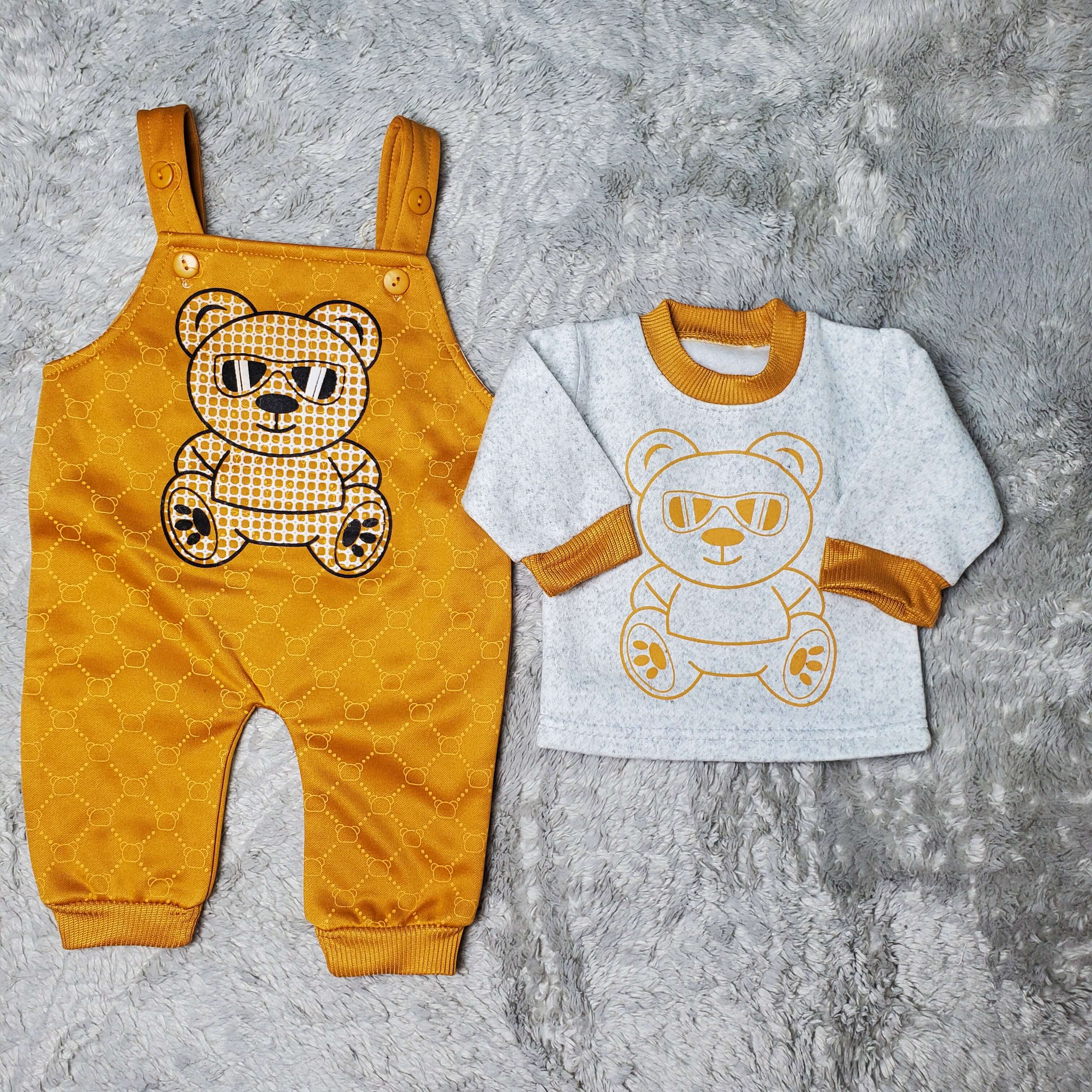 Disco Panda Mustard Romper - China Fleece