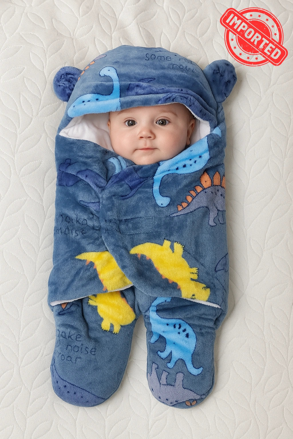 Imported Winter Swaddle Navy Dino 0-3M Baby