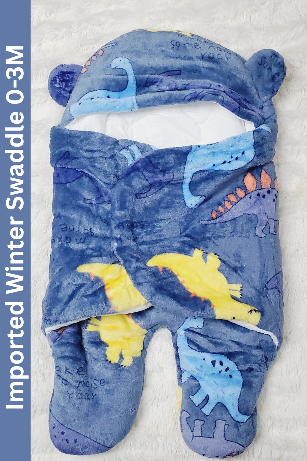 Imported Winter Swaddle Navy Dino 0-3M Baby