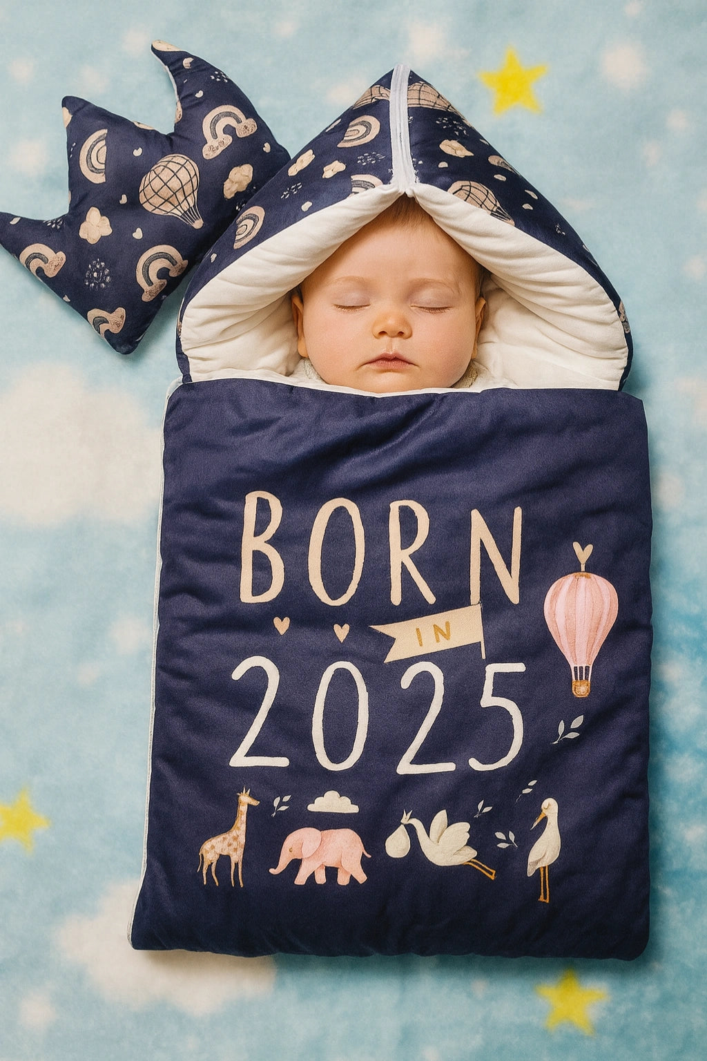 Born in 2025 Navy Velvet Bedding Set 0-6M
