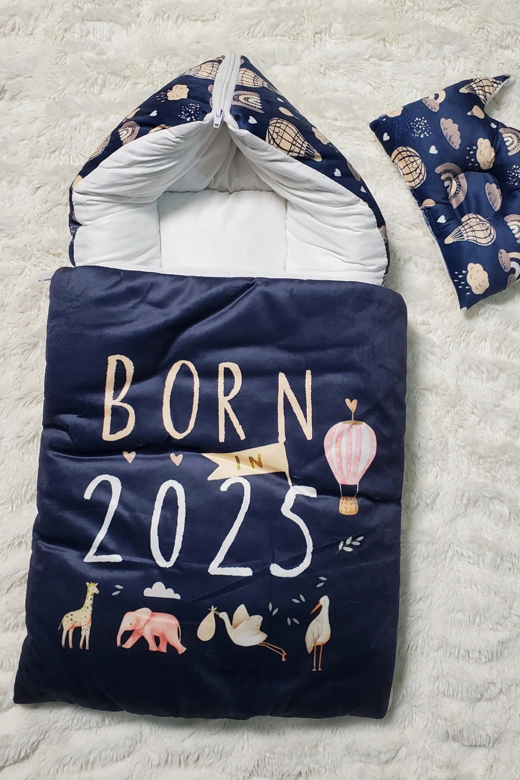Born in 2025 Navy Velvet Bedding Set 0-6M