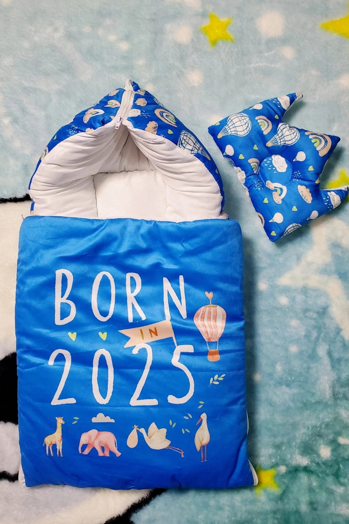 Born in 2025 Blue Velvet Bedding Set 0-6M