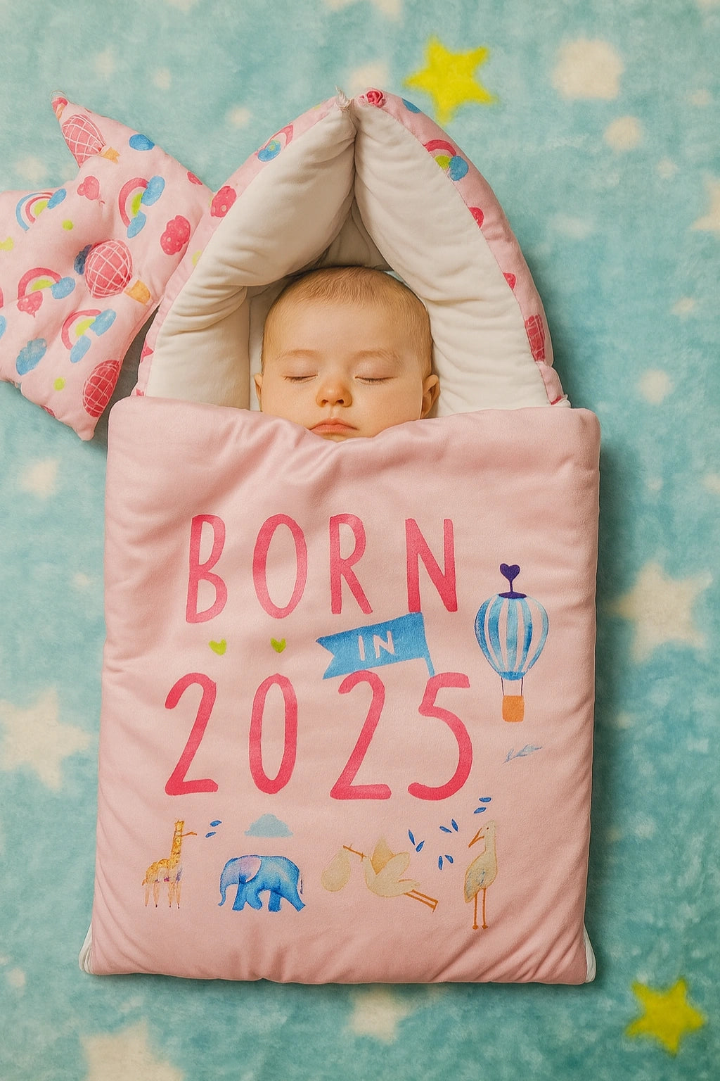 Born in 2025 Pink Velvet Bedding Set 0-6M