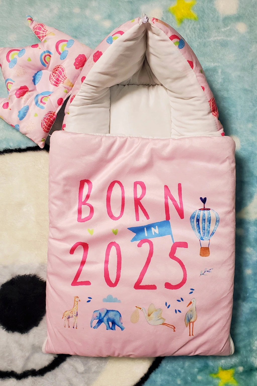 Born in 2025 Pink Velvet Bedding Set 0-6M