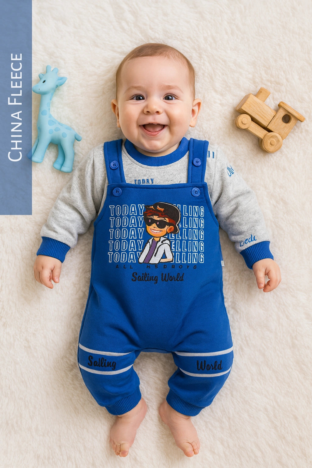 Today Feeling Blue Romper - China Fleece