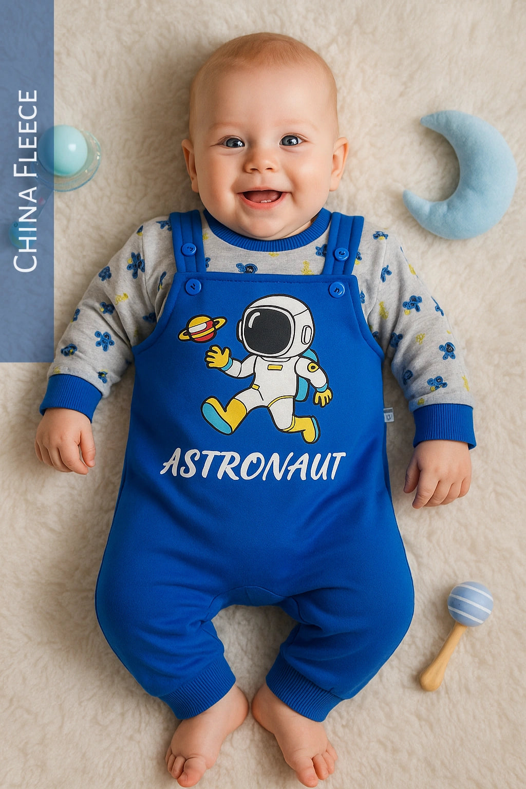 Running Astro Blue Romper - China Fleece