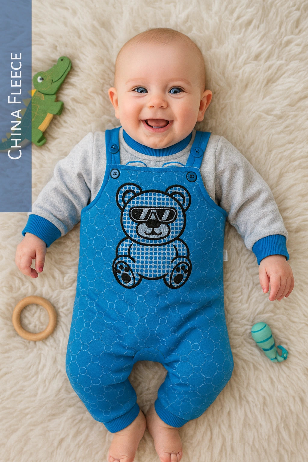 Disco Panda Blue Romper - China Fleece