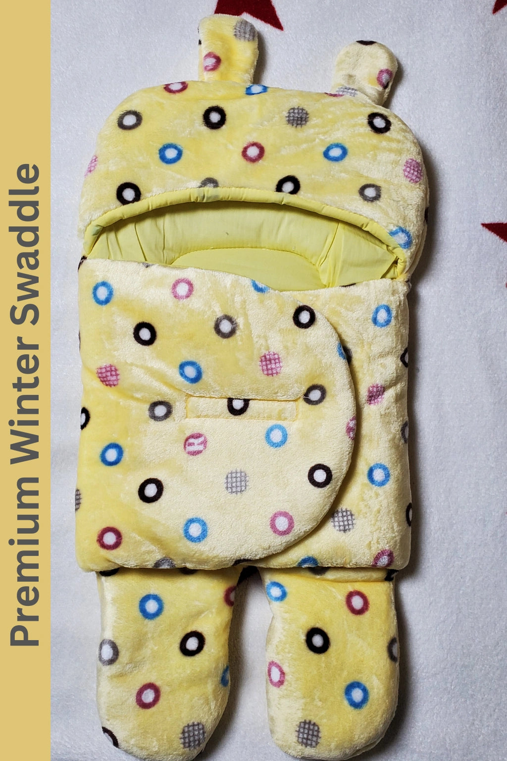 Premium Winter Swaddle Yellow Velvet 0-9M Baby