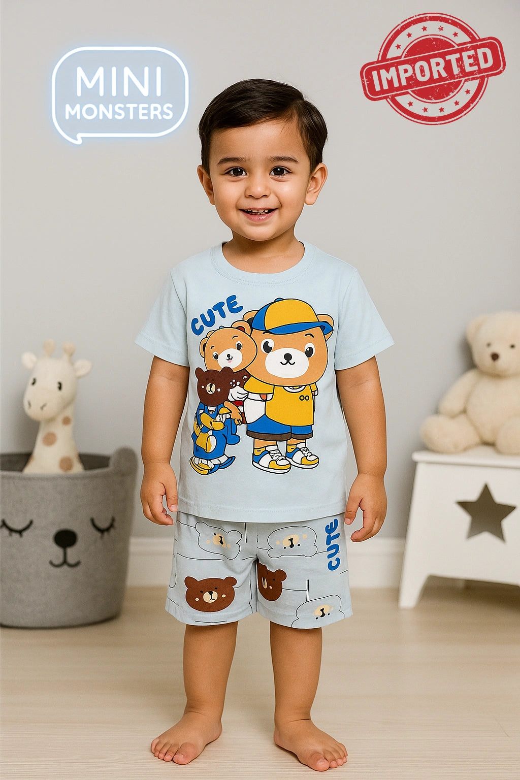 Cute Bear Character Suit IMPORTED Shirt + Short Set