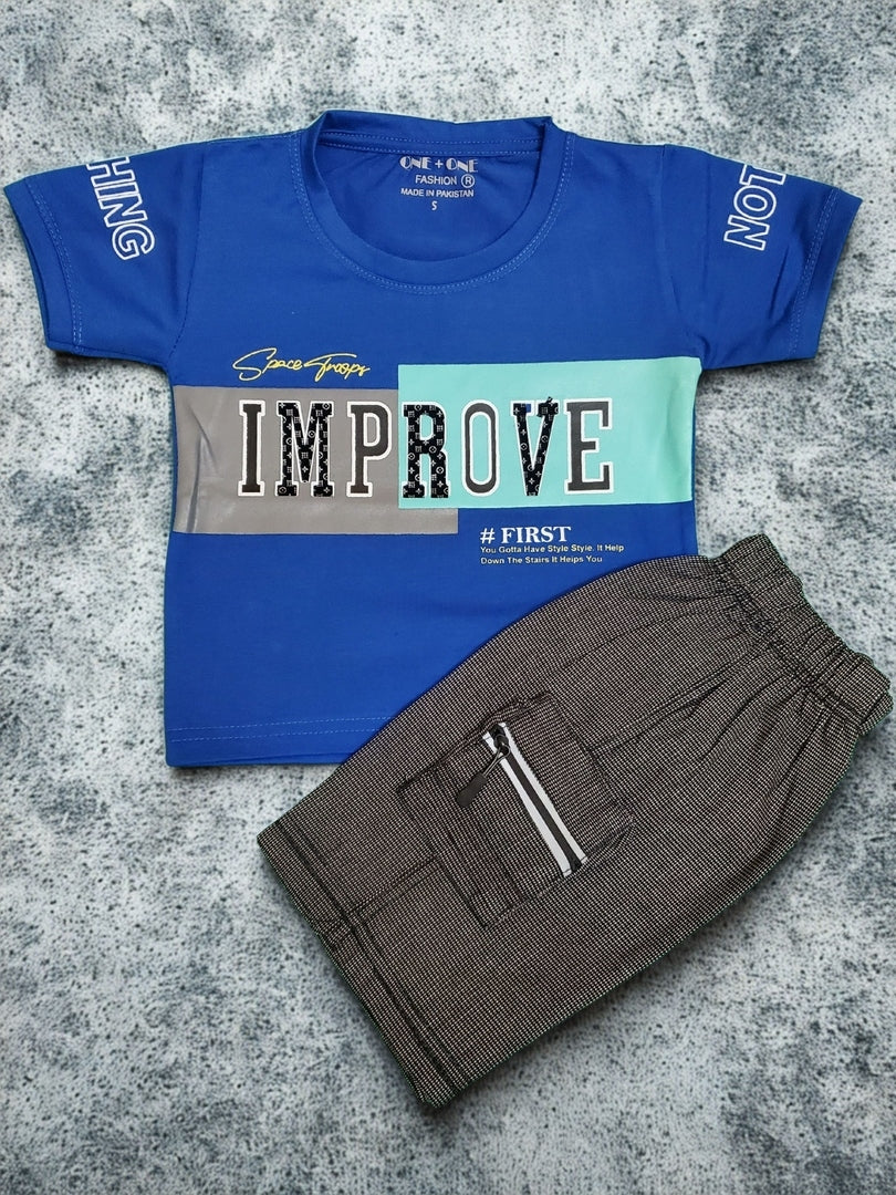 Space Troops Black Cotton Short + Blue Shirt Set