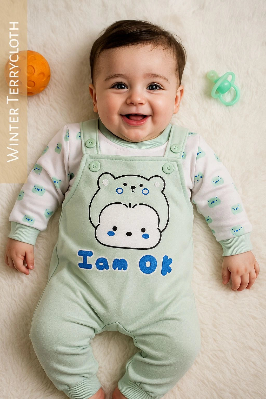 IM OK Romper Green - WINTER TERRY