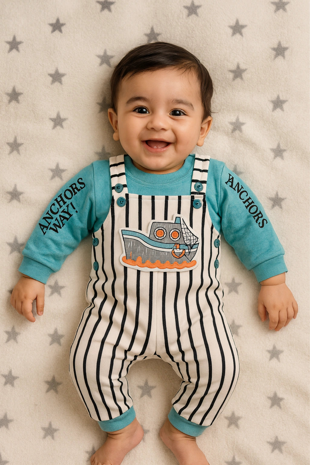 Anchor Ship Romper 0-3M - WINTER FLEECE