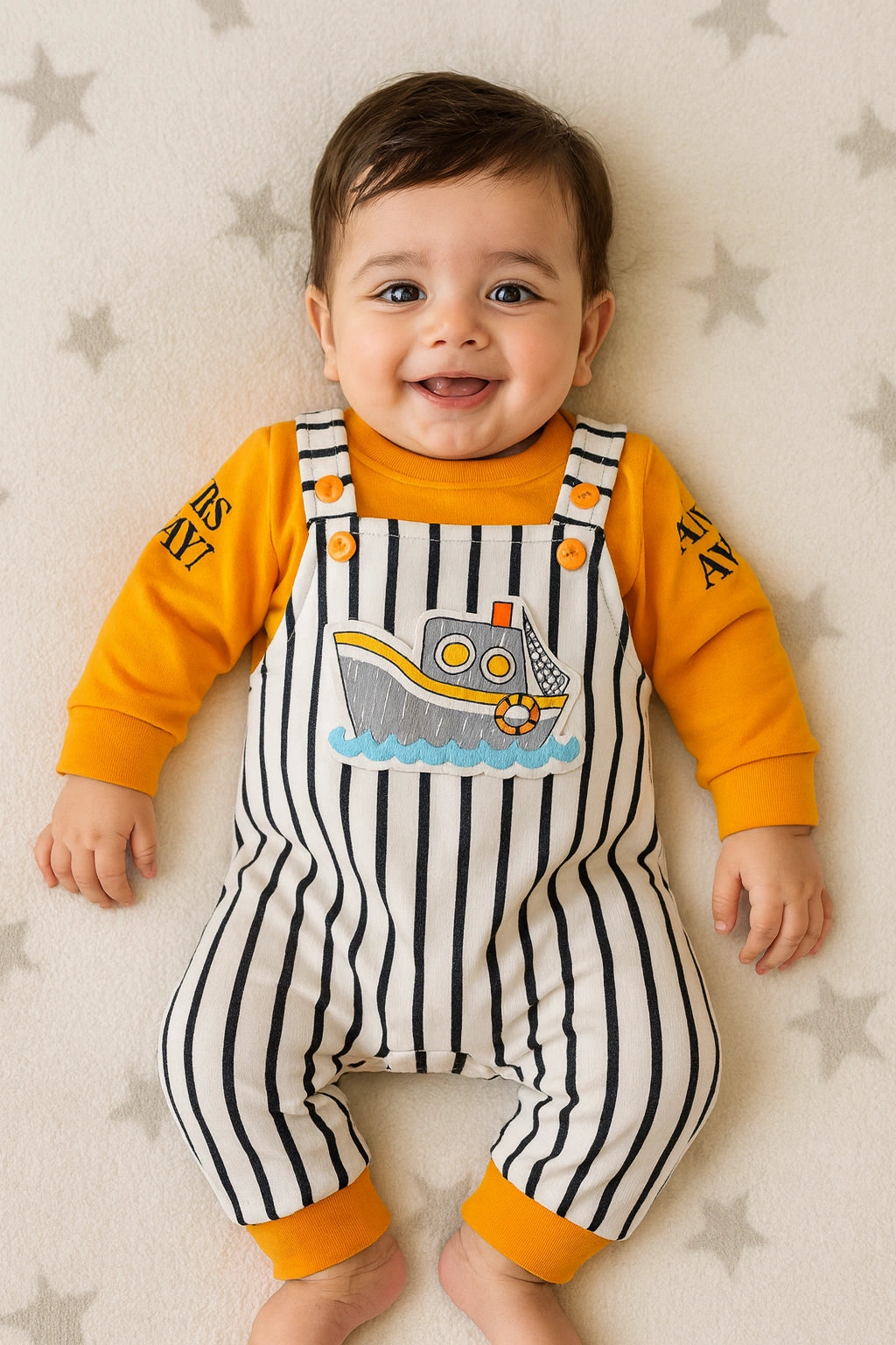 Anchor Ship Romper 0-3M - WINTER FLEECE