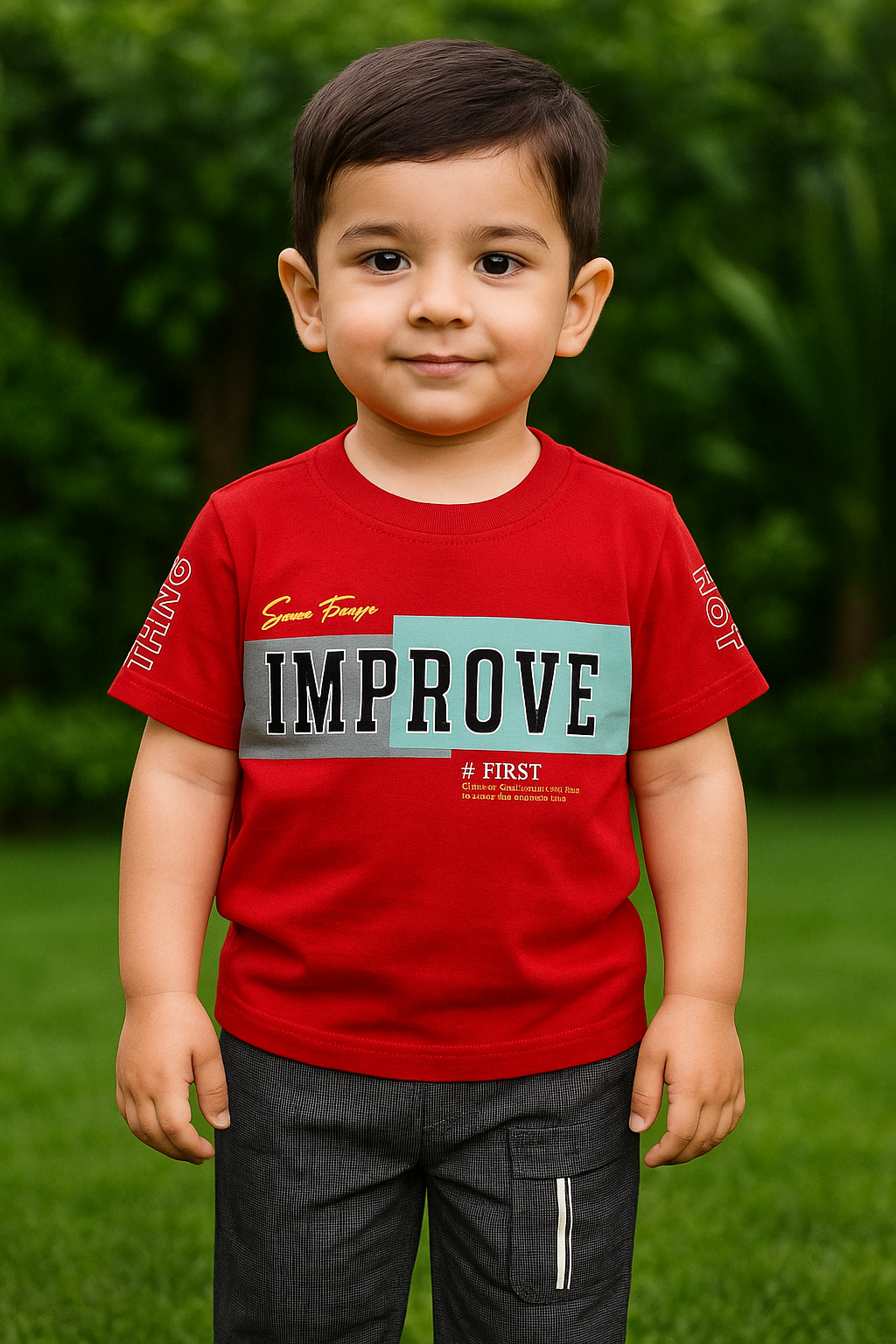 Space Troops Black Cotton Short + Red Shirt Set