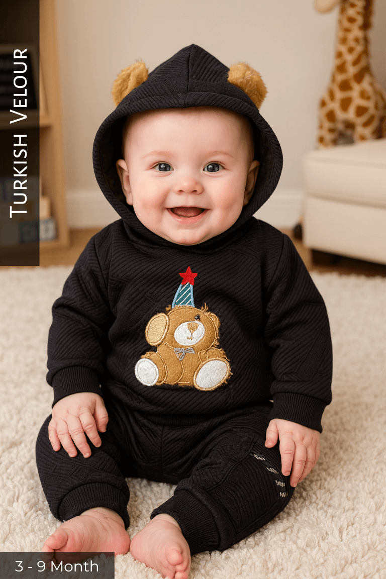 Star Teddy Black Hoodie and Trouser - TURKISH VELOUR