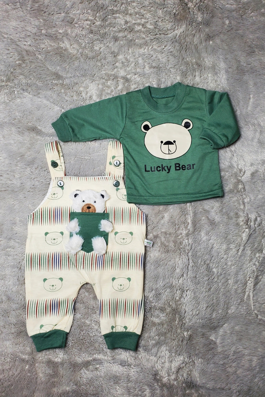 Fur Bear Romper Green - SUMMER FABRIC
