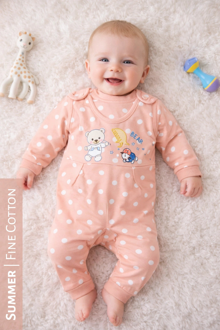 Polka Dot Peach Romper - SUMMER Fabric