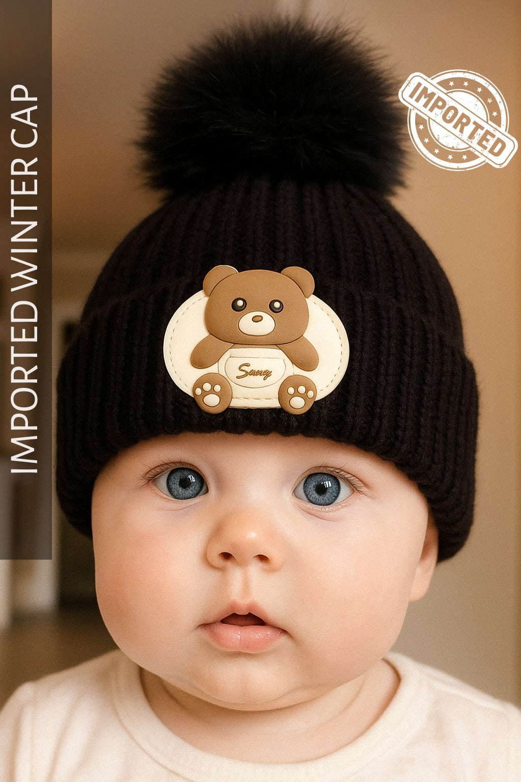 Imported PANDA Cap 0-9M BLACK - Winter Comforter