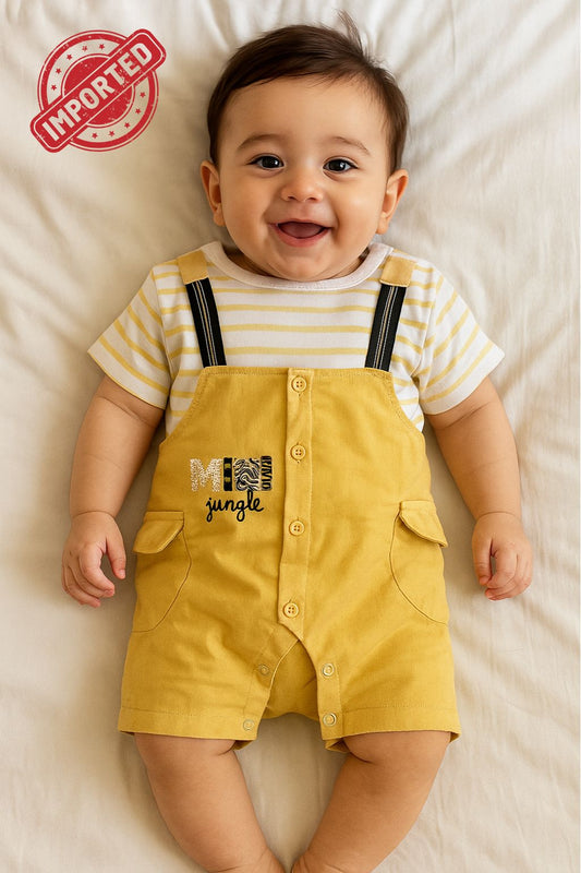 IMPORTED Suspender 0-3M Yellow Romper Suit - Summer Fabric