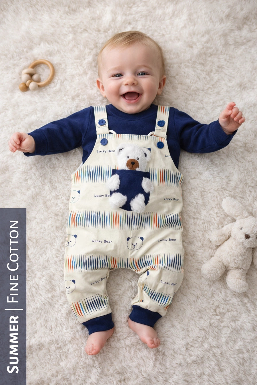 Fur Bear Romper Blue - SUMMER FABRIC