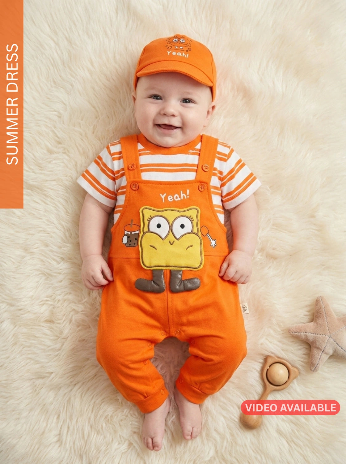 Yeah Sponge Romper ORANGE - SUMMER FABRIC