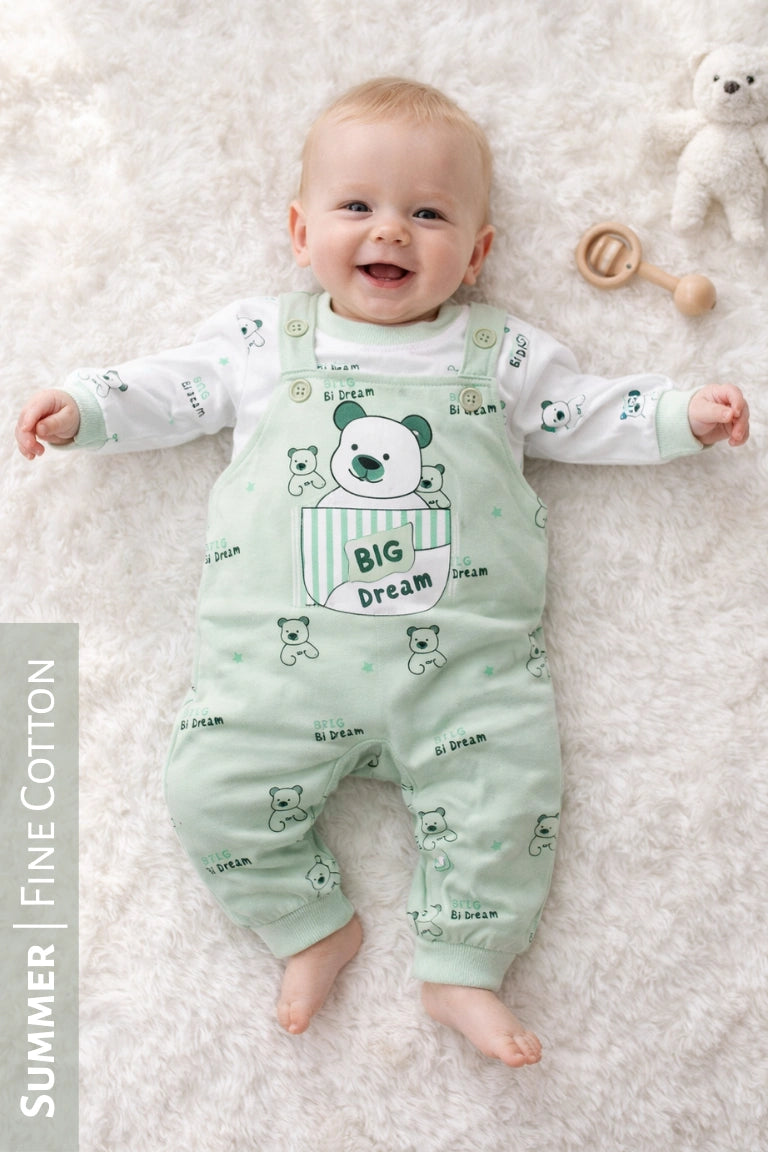 DREAM BEAR Romper Green- SUMMER FABRIC