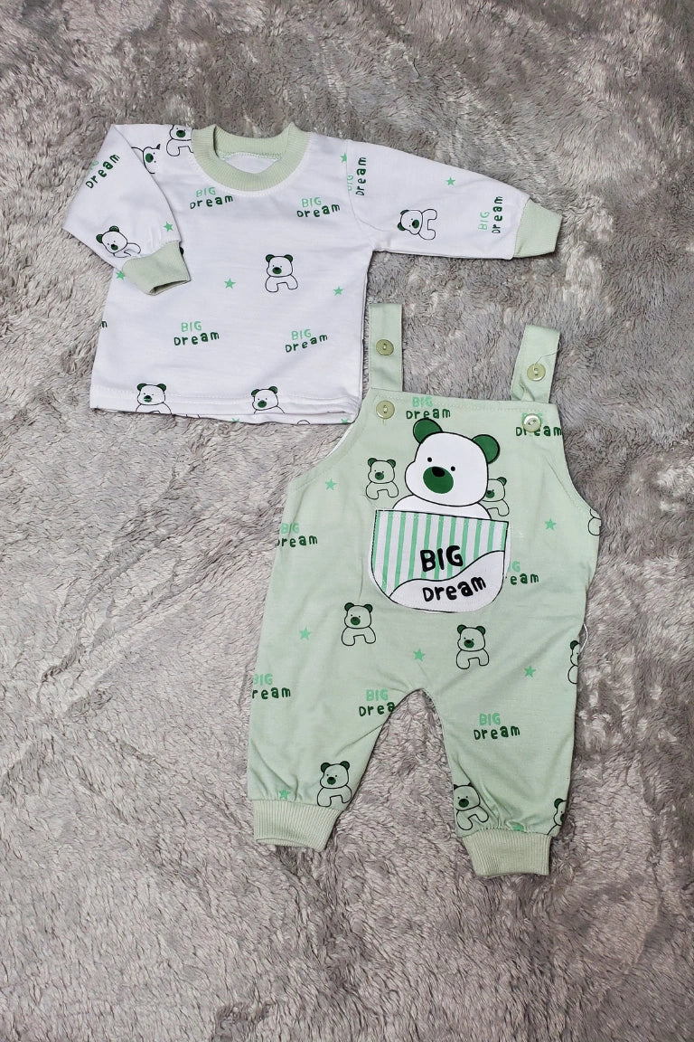 DREAM BEAR Romper Green- SUMMER FABRIC